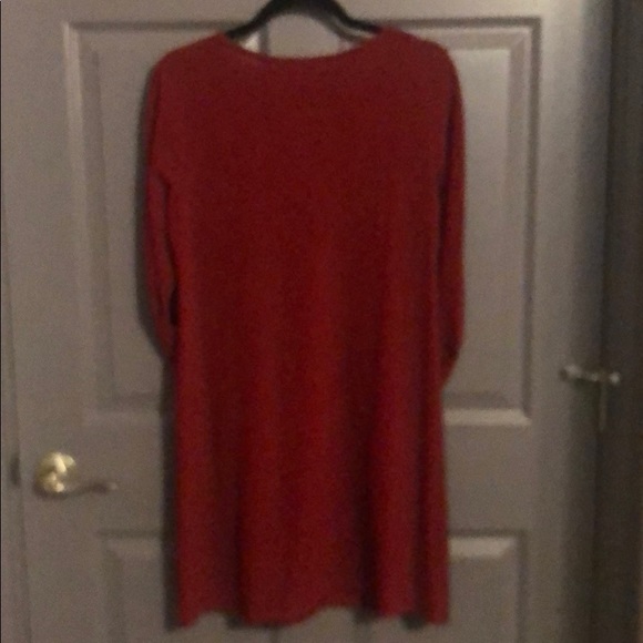 Dress. Dark red. Pockets. Tunic length. - Picture 4 of 4